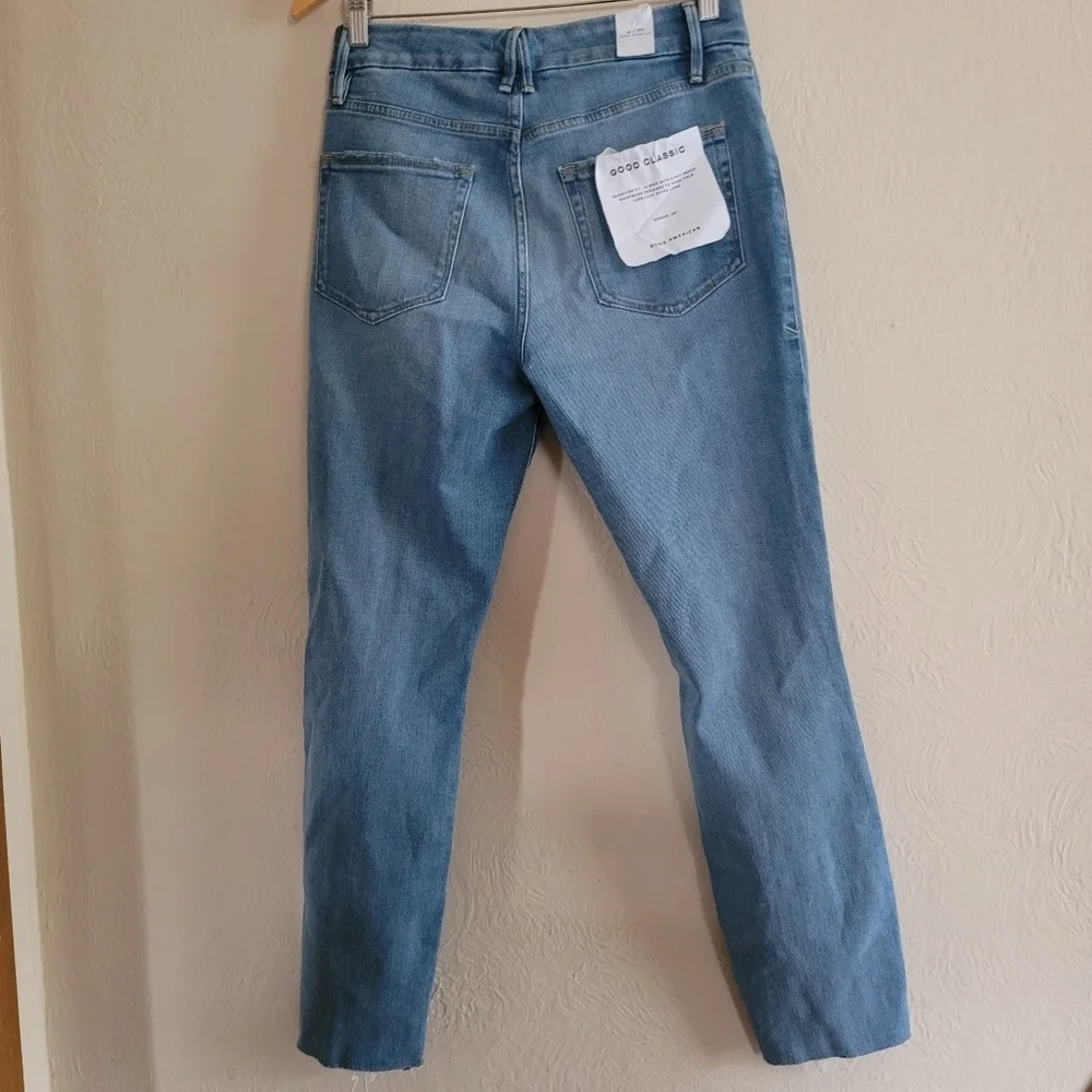 NWT -Good American, Good Classic, Distressed Indigo 334, Size‎ 8/29 - Picture 8 of 12